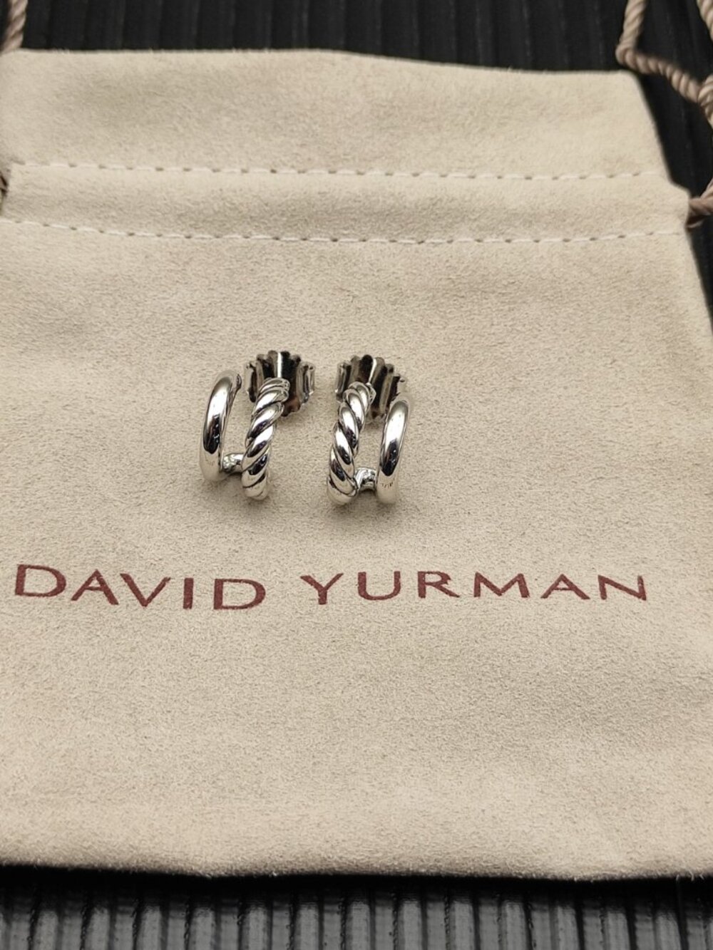 David Yurman 925 Silver Earrings with Original Pouch